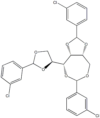 1-O,2-O:3-O,6-O:4-O,5-O-Tris(3-chlorobenzylidene)-D-glucitol 结构式