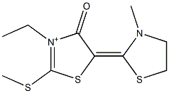 3-Ethyl-4,5-dihydro-5-(3-methylthiazolidin-2-ylidene)-2-(methylthio)-4-oxothiazol-3-ium 结构式