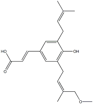 (E)-3-[3-(3-Methyl-2-butenyl)-4-hydroxy-5-[(Z)-4-methoxy-3-methyl-2-butenyl]phenyl]acrylic acid 结构式