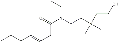 2-[N-Ethyl-N-(3-heptenoyl)amino]-N-(2-hydroxyethyl)-N,N-dimethylethanaminium 结构式