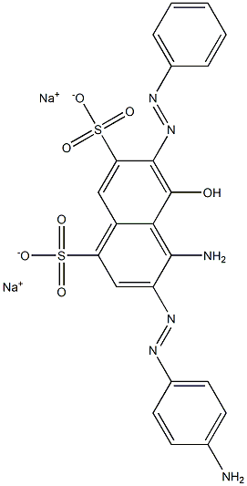 4-Amino-3-[(4-aminophenyl)azo]-5-hydroxy-6-(phenylazo)naphthalene-1,7-disulfonic acid disodium salt 结构式