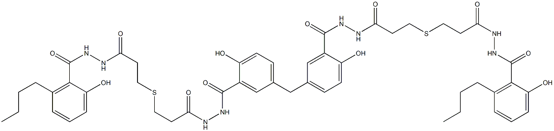 5,5'-Methylenebis[N'-[3-[[2-[[N'-(6-butylsalicyloyl)hydrazino]carbonyl]ethyl]thio]propionyl]salicylic hydrazide] 结构式