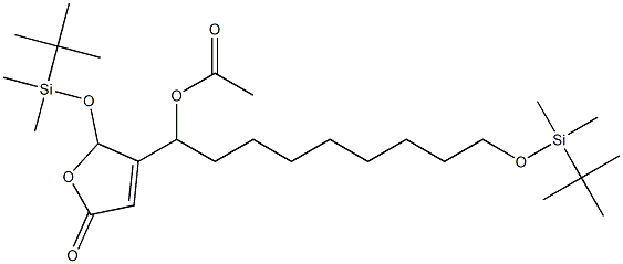 Acetic acid 1-[[2,5-dihydro-5-oxo-2-(tert-butyldimethylsiloxy)furan]-3-yl]-9-(tert-butyldimethylsiloxy)nonyl ester 结构式