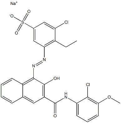 3-Chloro-4-ethyl-5-[[3-[[(2-chloro-3-methoxyphenyl)amino]carbonyl]-2-hydroxy-1-naphtyl]azo]benzenesulfonic acid sodium salt 结构式