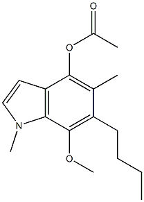 4-Acetoxy-5-methyl-6-butyl-7-methoxy-1-methyl-1H-indole 结构式