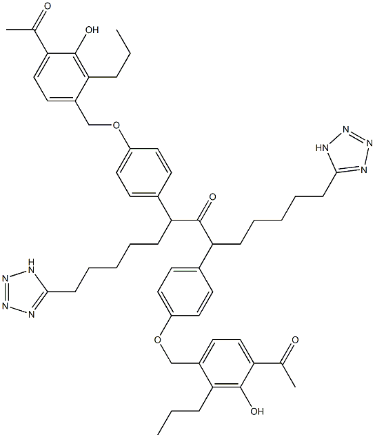[4-(4-Acetyl-3-hydroxy-2-propylbenzyloxy)phenyl][6-(1H-tetrazol-5-yl)hexyl] ketone 结构式
