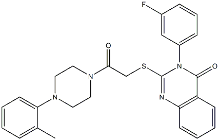 3-(3-Fluorophenyl)-2-[[[[4-(2-methylphenyl)piperazin-1-yl]carbonyl]methyl]thio]quinazolin-4(3H)-one 结构式