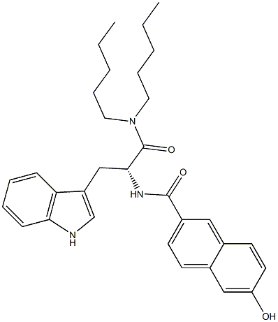 (R)-2-(6-Hydroxy-2-naphthoylamino)-3-(1H-indol-3-yl)-N,N-dipentylpropanamide 结构式