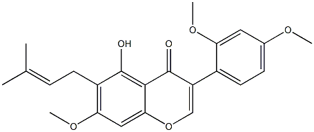 3-(2,4-Dimethoxyphenyl)-5-hydroxy-7-methoxy-6-(3-methyl-2-butenyl)-4H-1-benzopyran-4-one 结构式