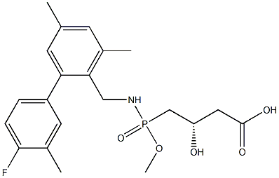 (3S)-3-Hydroxy-4-[methoxy[2-(4-fluoro-3-methylphenyl)-4,6-dimethylbenzylamino]phosphinyl]butyric acid 结构式