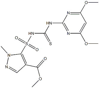 1-Methyl-5-[[(4,6-dimethoxypyrimidin-2-yl)thiocarbamoyl]sulfamoyl]-1H-pyrazole-4-carboxylic acid methyl ester 结构式