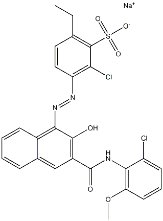 2-Chloro-6-ethyl-3-[[3-[[(2-chloro-6-methoxyphenyl)amino]carbonyl]-2-hydroxy-1-naphtyl]azo]benzenesulfonic acid sodium salt 结构式