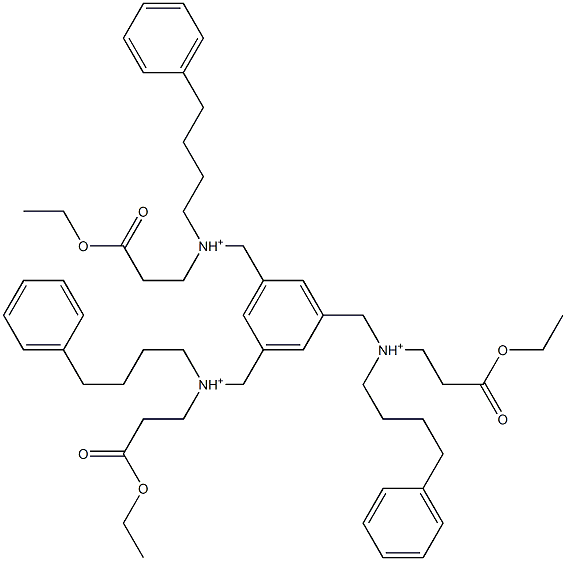 1,3,5-Benzenetriyltris[N-[2-(ethoxycarbonyl)ethyl]-N-(4-phenylbutyl)methanaminium] 结构式