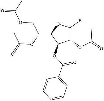 2-O,5-O,6-O-Triacetyl-3-O-benzoyl-D-glucofuranosyl fluoride 结构式