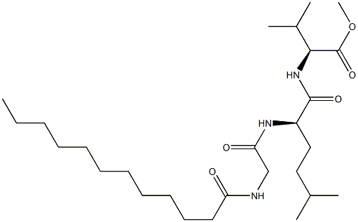 N-[(R)-2-[[[(Dodecanoyl)amino]acetyl]amino]-5-methylhexanoyl]-L-valine methyl ester 结构式