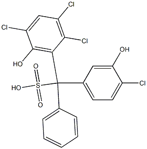 (4-Chloro-3-hydroxyphenyl)(2,3,5-trichloro-6-hydroxyphenyl)phenylmethanesulfonic acid 结构式