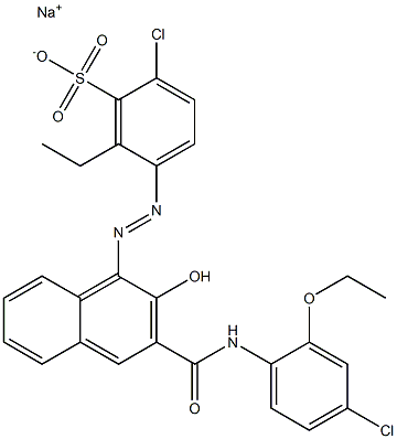 2-Chloro-6-ethyl-5-[[3-[[(4-chloro-2-ethoxyphenyl)amino]carbonyl]-2-hydroxy-1-naphtyl]azo]benzenesulfonic acid sodium salt 结构式