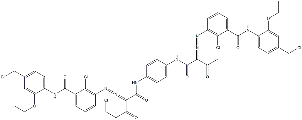 3,3'-[2-(Chloromethyl)-1,4-phenylenebis[iminocarbonyl(acetylmethylene)azo]]bis[N-[4-(chloromethyl)-2-ethoxyphenyl]-2-chlorobenzamide] 结构式