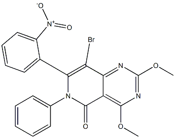 2,4-Dimethoxy-8-bromo-6-phenyl-7-(2-nitrophenyl)pyrido[4,3-d]pyrimidin-5(6H)-one 结构式