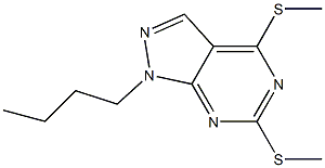 4,6-Bis(methylthio)-1-butyl-1H-pyrazolo[3,4-d]pyrimidine 结构式