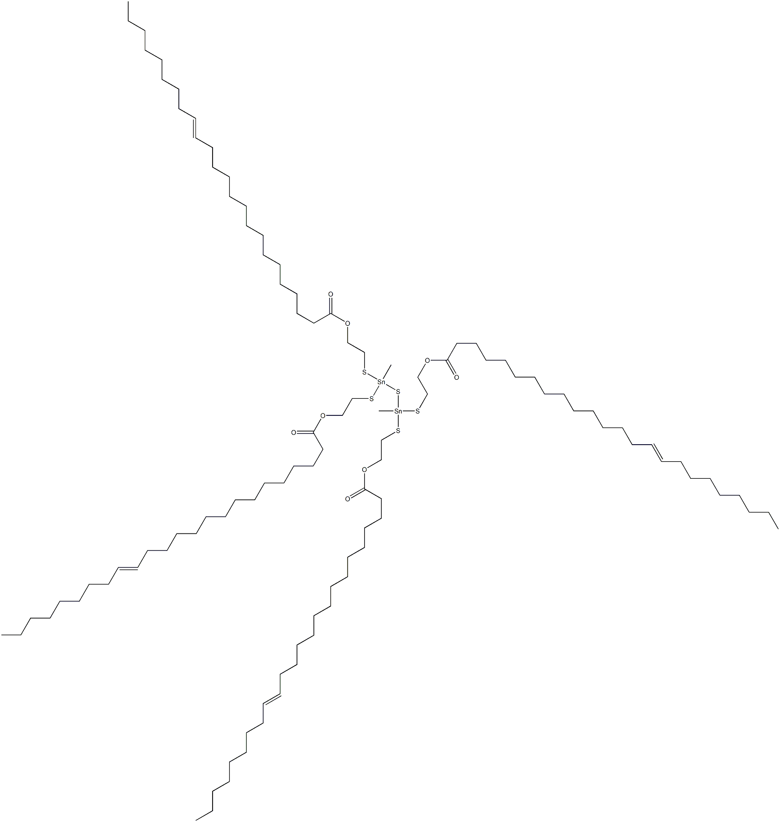 Bis[methylbis[[2-(14-tricosenylcarbonyloxy)ethyl]thio]stannyl] sulfide 结构式