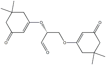 [R,(+)]-2,3-Bis[(5,5-dimethyl-3-oxo-1-cyclohexenyl)oxy]propionaldehyde 结构式