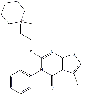 1-Methyl-1-[2-[[[5,6-dimethyl-3-phenyl-3,4-dihydro-4-oxothieno[2,3-d]pyrimidin]-2-yl]thio]ethyl]piperidin-1-ium 结构式