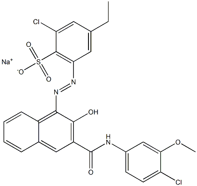 2-Chloro-4-ethyl-6-[[3-[[(4-chloro-3-methoxyphenyl)amino]carbonyl]-2-hydroxy-1-naphtyl]azo]benzenesulfonic acid sodium salt 结构式