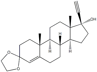 (17R)-3,3-Ethylenebisoxy-17-hydroxypregn-4-en-20-yne 结构式