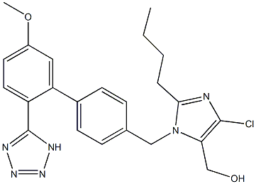 2-Butyl-4-chloro-1-[[5'-methoxy-2'-(1H-tetrazol-5-yl)-1,1'-biphenyl-4-yl]methyl]-1H-imidazole-5-methanol 结构式