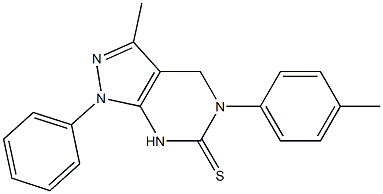 3-Methyl-1-phenyl-5-(p-tolyl)-4,5-dihydro-1H-pyrazolo[3,4-d]pyrimidine-6(7H)-thione 结构式