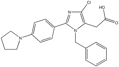 1-Benzyl-4-chloro-2-(4-(1-pyrrolidinyl)phenyl)-1H-imidazole-5-acetic acid 结构式