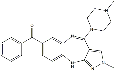 2-Methyl-4-(4-methylpiperazin-1-yl)-7-benzoyl-2,10-dihydropyrazolo[3,4-b][1,5]benzodiazepine 结构式