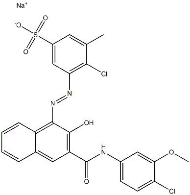 4-Chloro-3-methyl-5-[[3-[[(4-chloro-3-methoxyphenyl)amino]carbonyl]-2-hydroxy-1-naphtyl]azo]benzenesulfonic acid sodium salt 结构式