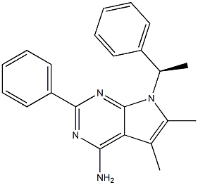 2-Phenyl-4-amino-5,6-dimethyl-7-[(R)-1-phenylethyl]-7H-pyrrolo[2,3-d]pyrimidine 结构式