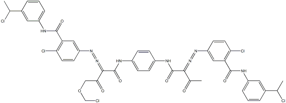 3,3'-[2-(Chloromethoxy)-1,4-phenylenebis[iminocarbonyl(acetylmethylene)azo]]bis[N-[3-(1-chloroethyl)phenyl]-6-chlorobenzamide] 结构式