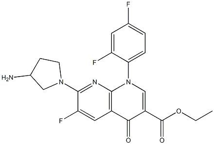 7-(3-Aminopyrrolidin-1-yl)-1-(2,4-difluorophenyl)-6-fluoro-4-oxo-1,4-dihydro-1,8-naphthyridine-3-carboxylic acid ethyl ester 结构式