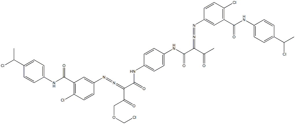 3,3'-[2-(Chloromethoxy)-1,4-phenylenebis[iminocarbonyl(acetylmethylene)azo]]bis[N-[4-(1-chloroethyl)phenyl]-6-chlorobenzamide] 结构式