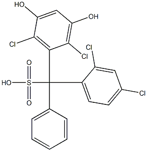 (2,4-Dichlorophenyl)(2,6-dichloro-3,5-dihydroxyphenyl)phenylmethanesulfonic acid 结构式