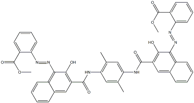 N,N'-(2,5-Dimethyl-1,4-phenylene)bis[4-[[2-(methoxycarbonyl)phenyl]azo]-3-hydroxy-2-naphthalenecarboxamide] 结构式