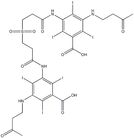 3,3'-[Sulfonylbis[(1-oxo-3,1-propanediyl)imino]]bis[5-[[2-(acetyl)ethyl]amino]-2,4,6-triiodobenzoate] 结构式