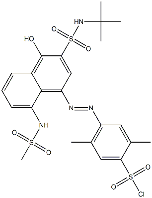 4-[3-(N-tert-Butylsulfamoyl)-4-hydroxy-8-methylsulfonylamino-1-naphtylazo]-2,5-dimethylbenzenesulfonyl chloride 结构式