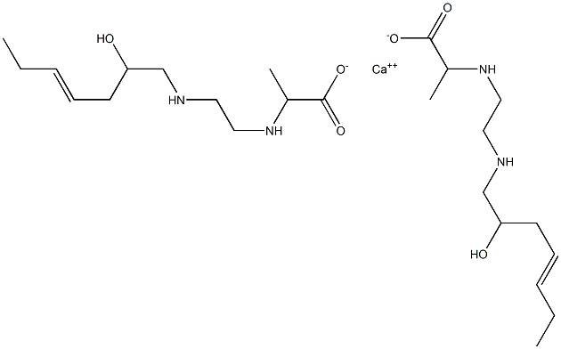 Bis[2-[N-[2-[N-(2-hydroxy-4-heptenyl)amino]ethyl]amino]propionic acid]calcium salt 结构式