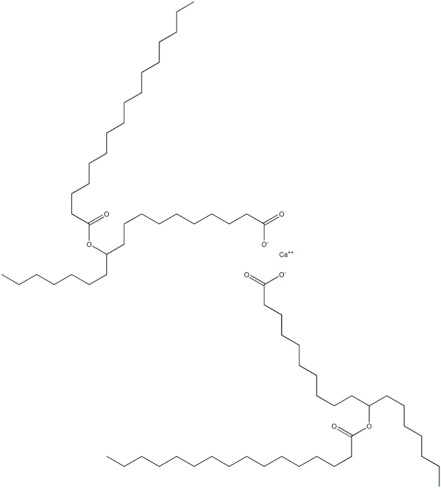 Bis(11-hexadecanoyloxyoctadecanoic acid)calcium salt 结构式