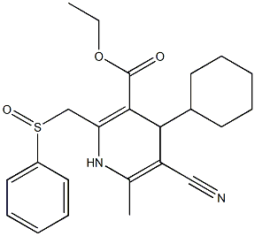 5-Cyano-1,4-dihydro-6-methyl-2-[phenylsulfinylmethyl]-4-cyclohexylpyridine-3-carboxylic acid ethyl ester 结构式