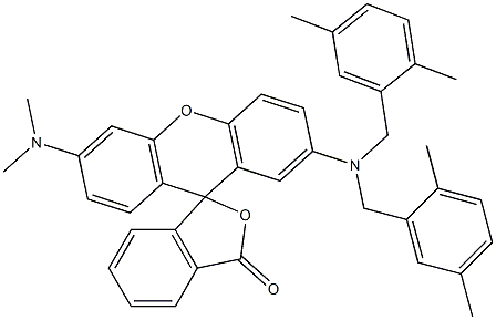 3'-(Dimethylamino)-7'-[bis(2,5-dimethylbenzyl)amino]spiro[isobenzofuran-1(3H),9'-[9H]xanthen]-3-one 结构式