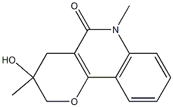 3-Hydroxy-3,6-dimethyl-3,4-dihydro-2H-pyrano[3,2-c]quinolin-5(6H)-one 结构式