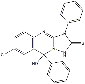 7-Chloro-3,9-dihydro-9-hydroxy-3,9-diphenyl[1,2,4]triazolo[5,1-b]quinazoline-2(1H)-thione 结构式