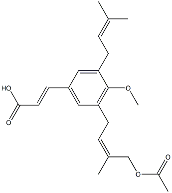 (E)-3-[3-(3-Methyl-2-butenyl)-4-methoxy-5-[(Z)-4-acetoxy-3-methyl-2-butenyl]phenyl]acrylic acid 结构式