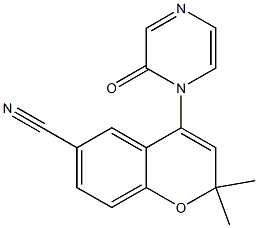 2,2-Dimethyl-4-[(2-oxo-1,2-dihydropyrazin)-1-yl]-2H-1-benzopyran-6-carbonitrile 结构式